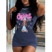 LW Cartoon Letter Print Bodycon Dress