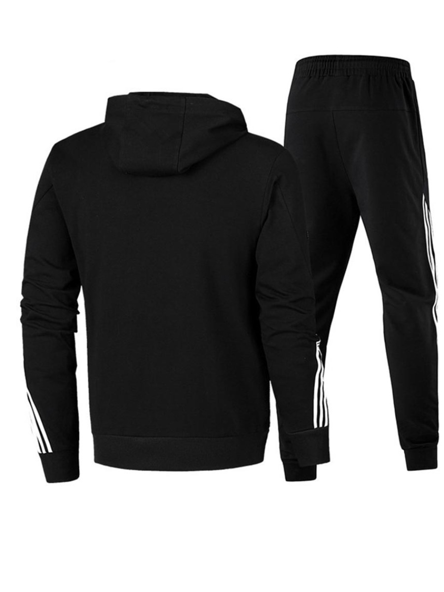 LW Men Zipper Design Letter Print Drawstring Tracksuit Set