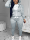 LW BASICS Plus Size Kangaroo Pocket Drawstring Tracksuit Set