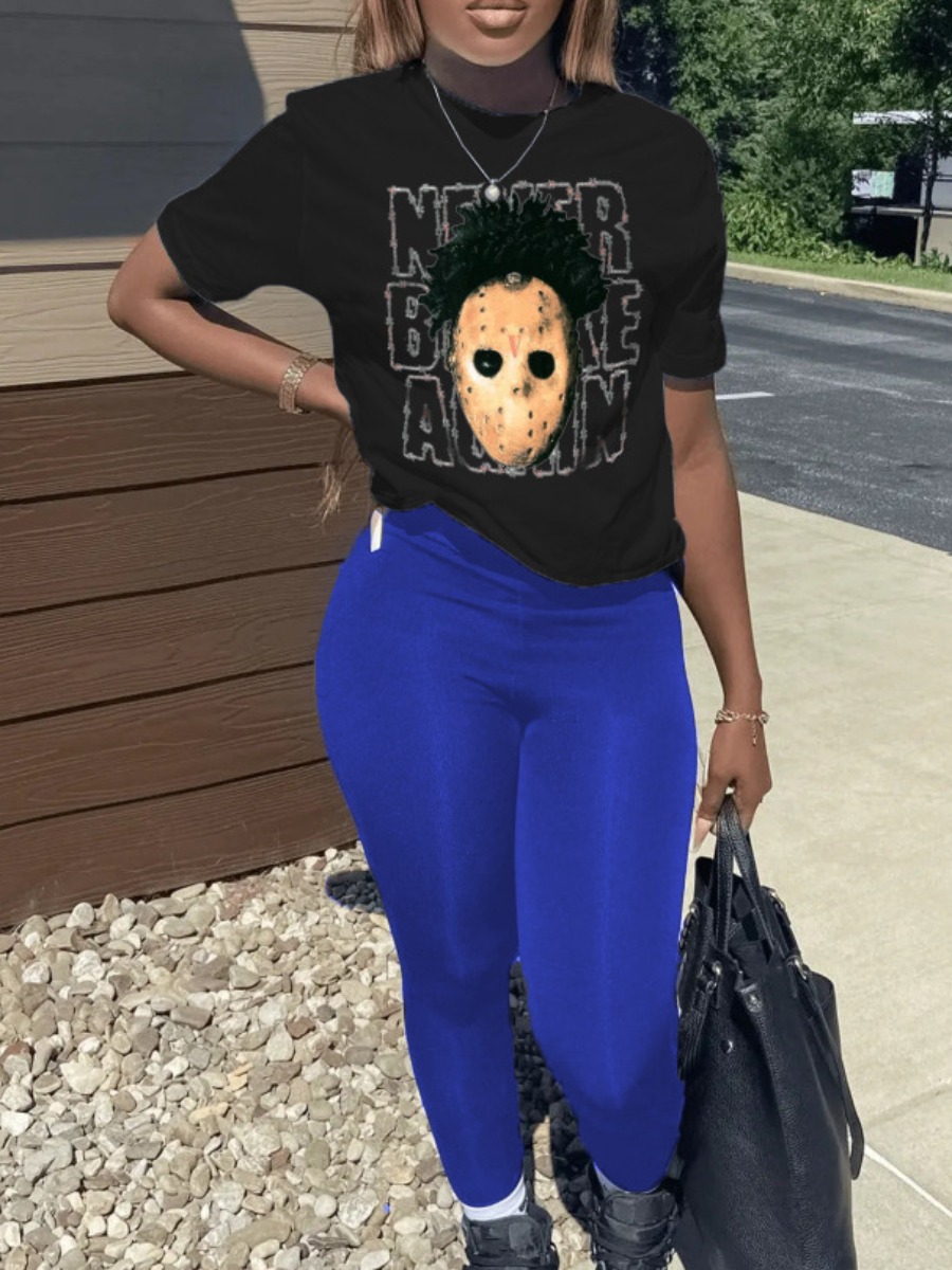 LW Figure Letter Print Skinny Pants Set