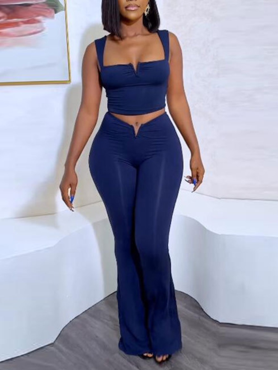 LW Plus Size Cami High Waist Flared Pants Set