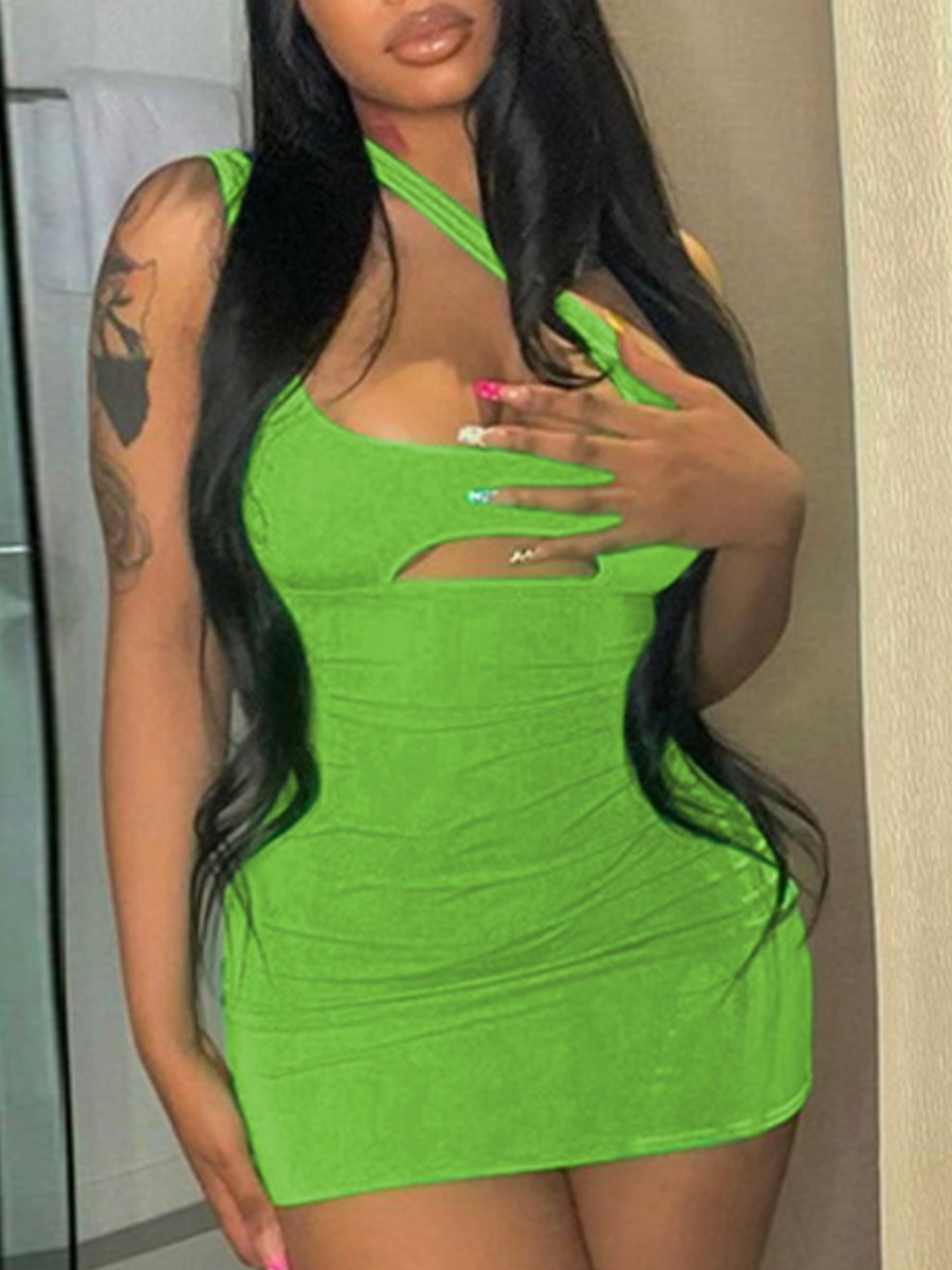 LW COTTON One Shoulder Cut Out Bodycon Dress