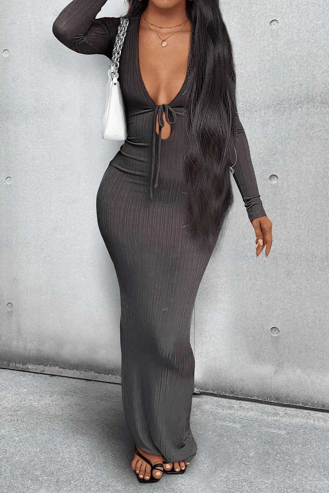 LW BASICS Bandage Design Solid Color Maxi Dress