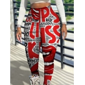 LW Plus Size Kiss Lip Letter Print Leggings