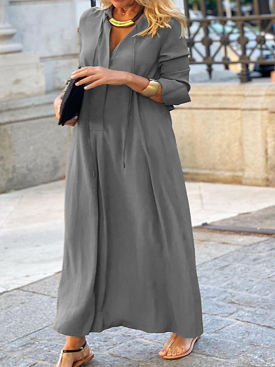LW Plus Size Solid Color Shirt Loose Dress