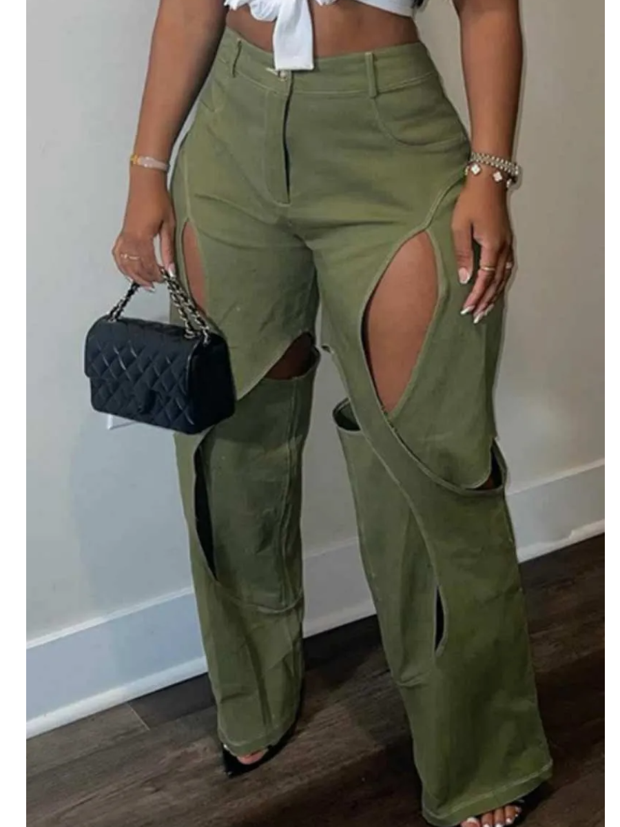LW High Waist Cut Out Straight Pants