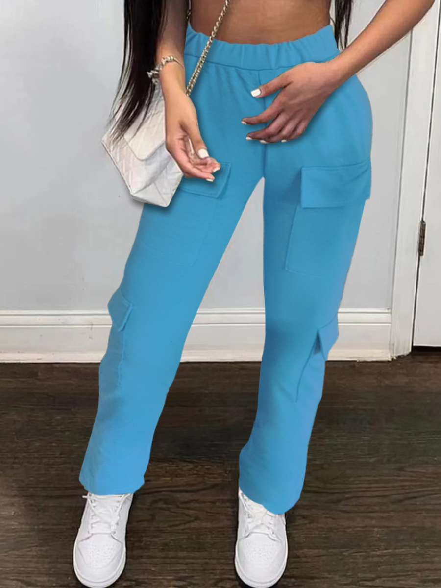 LovelyWholesale Mid Waist Pocket Design Drawstring Sweatpants Spring|Fall Casual Pocket Design Spring Summer 2024