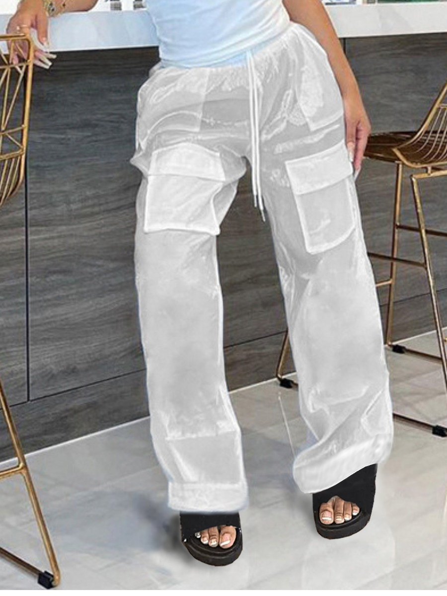 LW Mid Waist Drawstring Pocket Design Pants