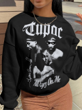LW Pattern Figure Print Letter Loose Sweatshirt