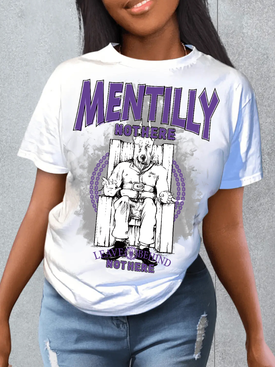 LovelyWholesale Figure Letter Print T-shirt Summer Short Sleeve Casual Pattern Round Neck Spring Summer 2024