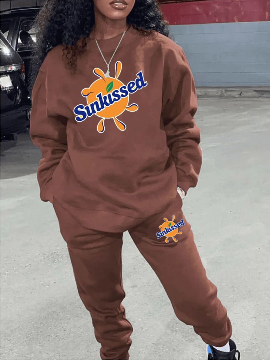 LW Plus Size Cartoon Letter Print Loose Pants Set