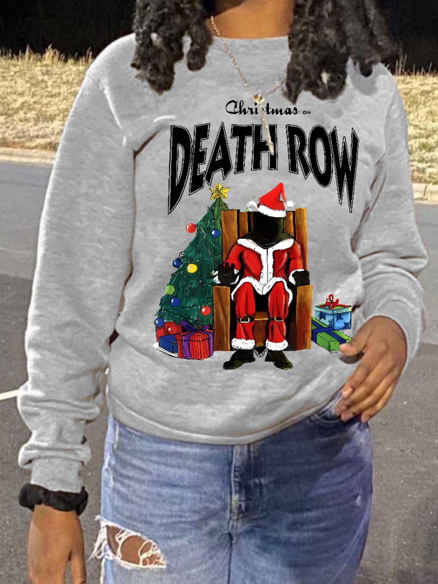 LW Christmas Tree Santa Claus Letter Print Sweatshirt
