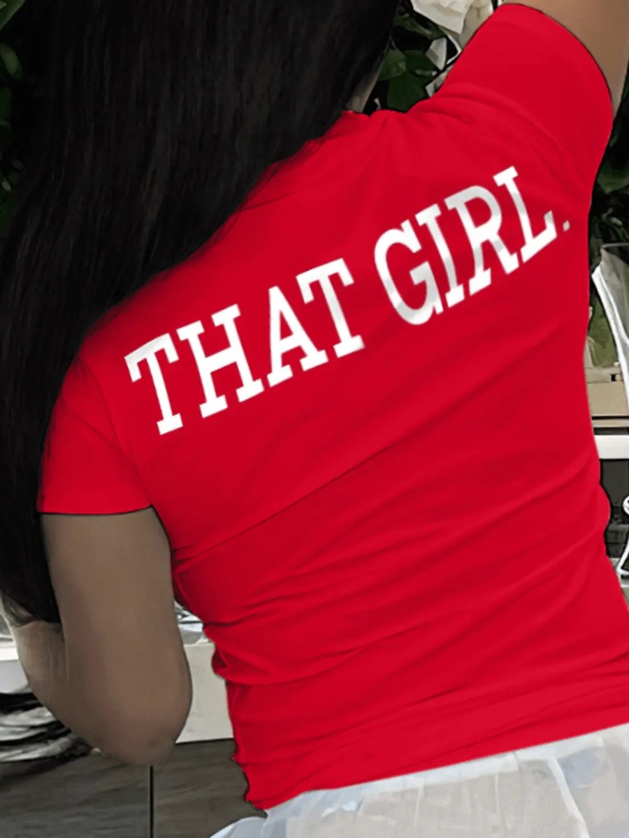 LovelyWholesale Round Neck Letter Print T-shirt Summer Short Sleeve Casual Pattern Round Neck Spring Summer 2024