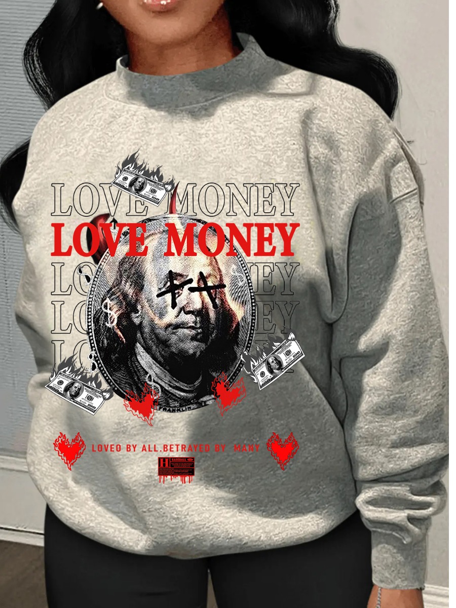 LW Figure Heart Letter Print Sweatshirt