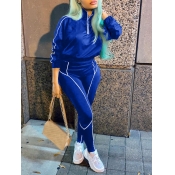 LW Striped Zipper Design Skinny Pants Set