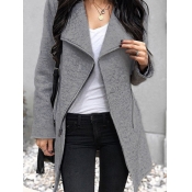 LW Trendy Turn-down Collar Grey Coat