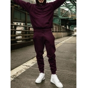 LW BASICS Men Casual Hooded Collar Wine Red Pants 