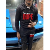 LW Men Dope Letter Print Kangaroo Pocket Tracksuit