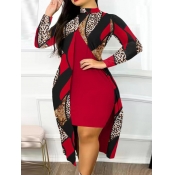 LW Plus Size Leopard Print Patchwork Skirt Set