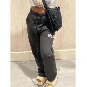 LW Letter Print Drawstring Sweatpants