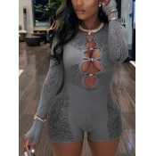 LW SXY Cut Out Lace Rhinestone Decor Romper