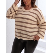 LW Plus Size Dropped Shoulder Striped Sweater