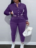 LW Plus Size Pocket Design Striped Pants Set