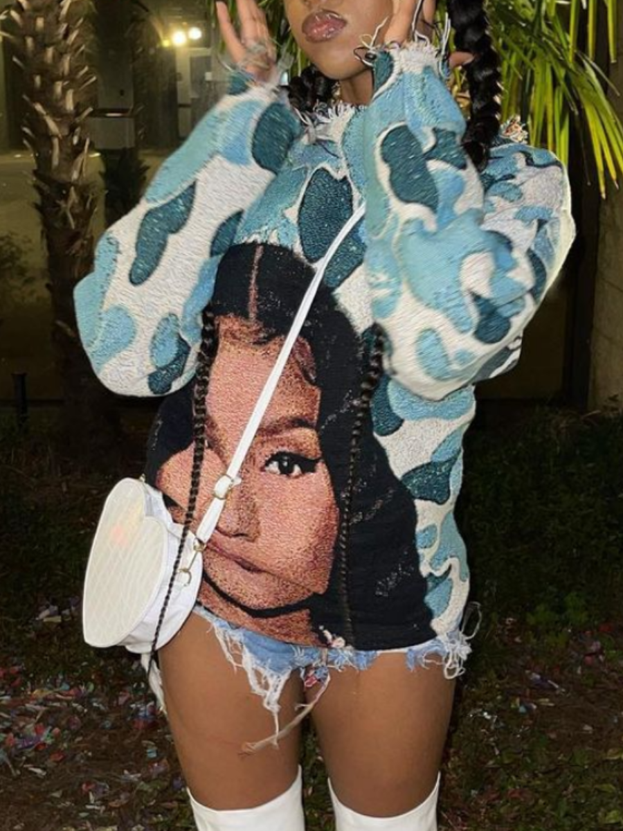 LW Figure Print Patchwork Sweatshirt