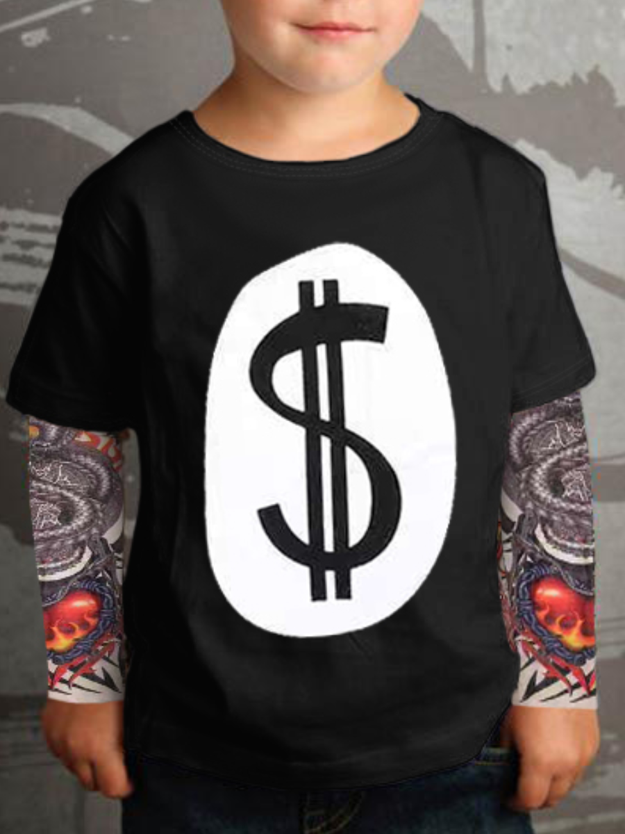 LW COTTON Unisex Kids Round Neck Letter Print Plain T-shirt