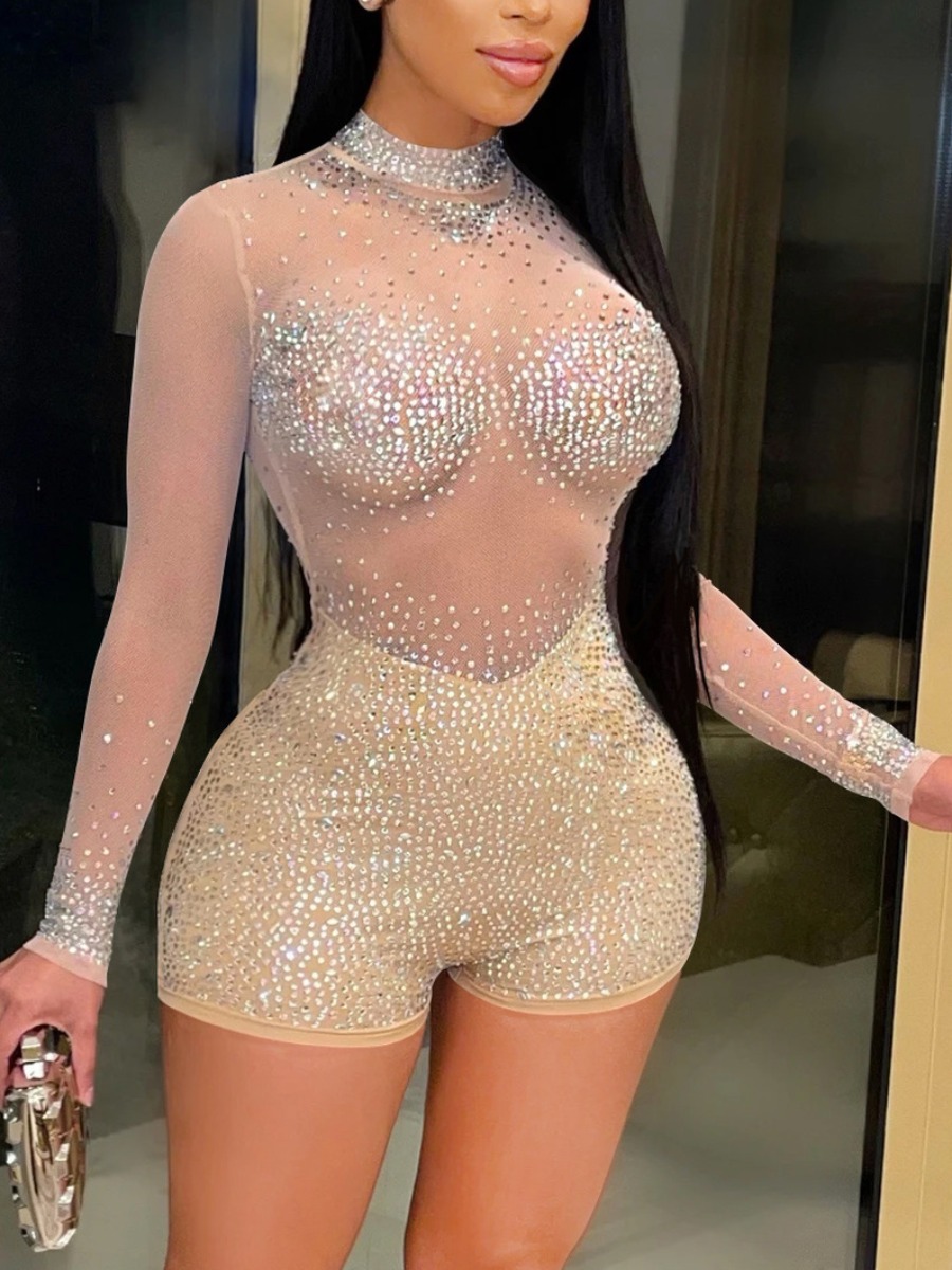 LW SXY See Through Sequined Skinny Romper