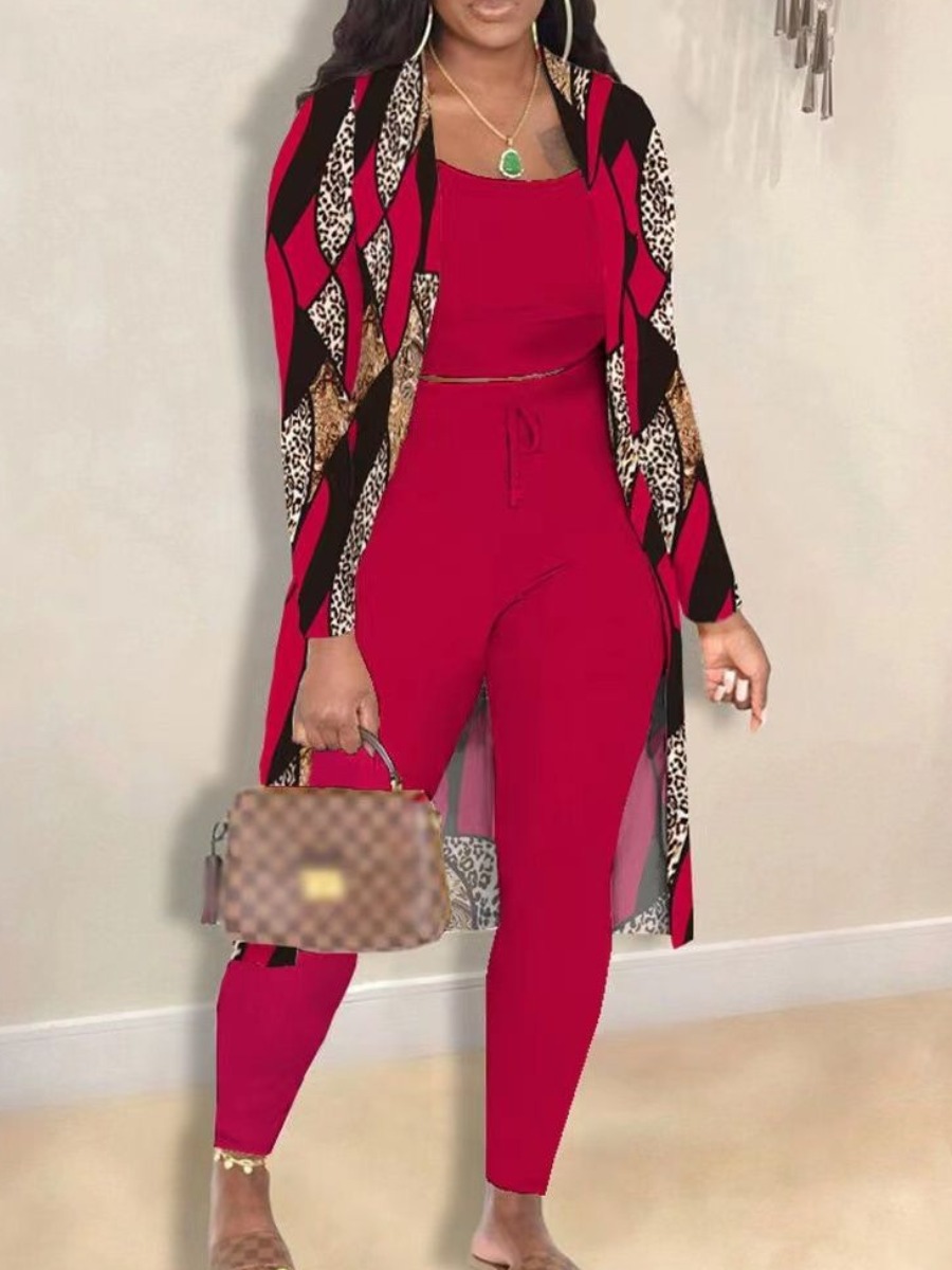 LW Cami Leopard Print Drawstring Three Piece Pants Set