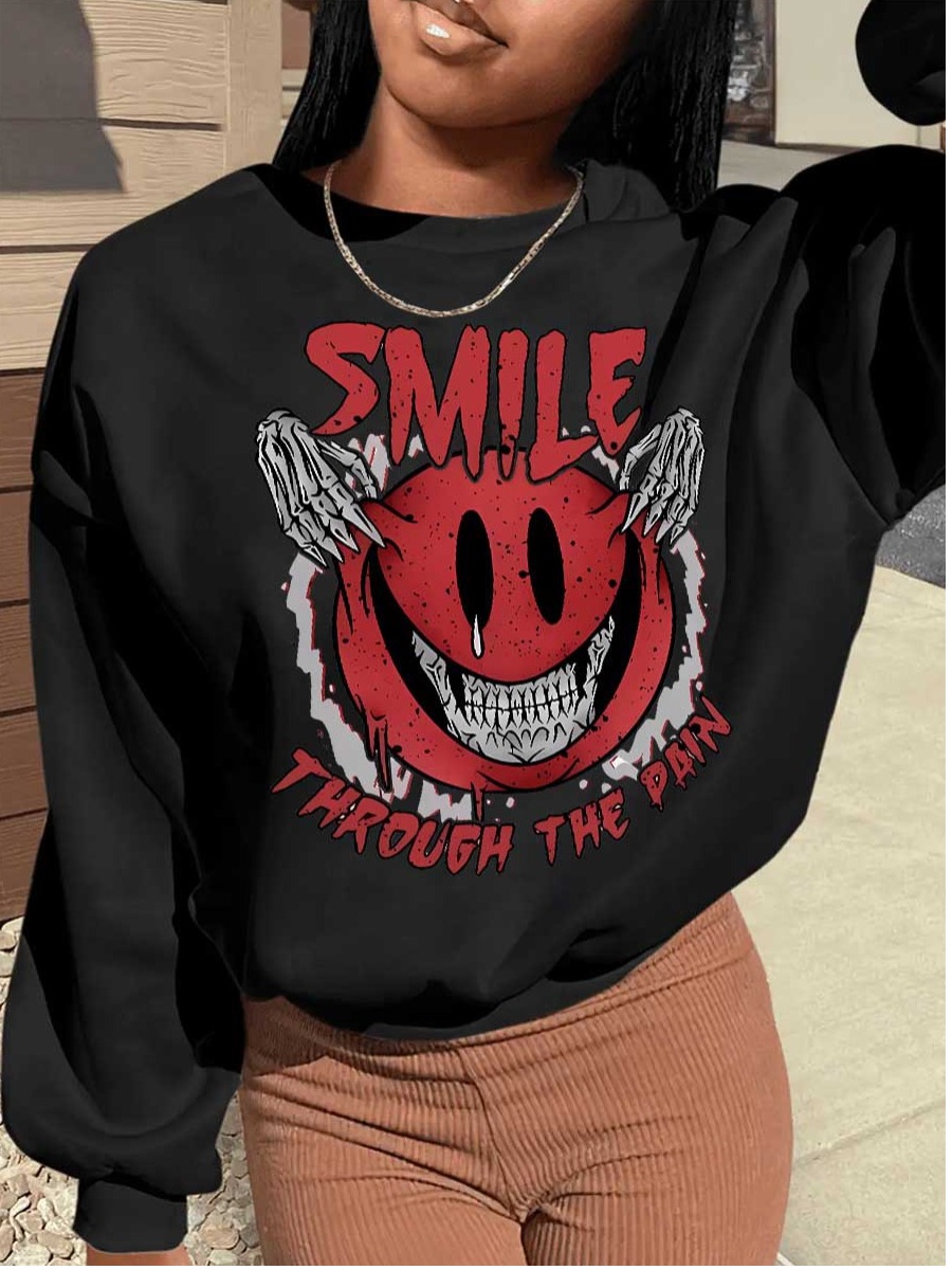 LW Plus Size Cartoon Letter Print Sweatshirt