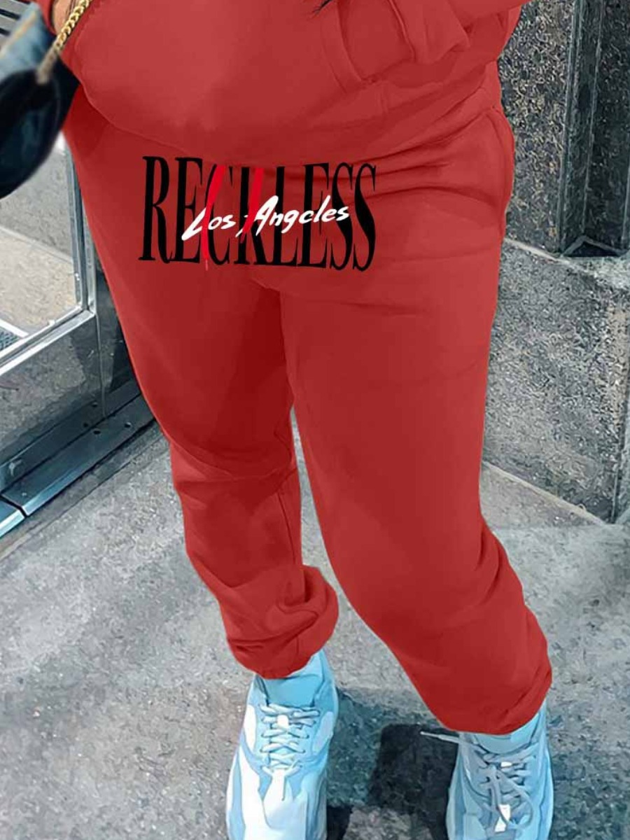 LW Letter Print Drawstring Sweatpants