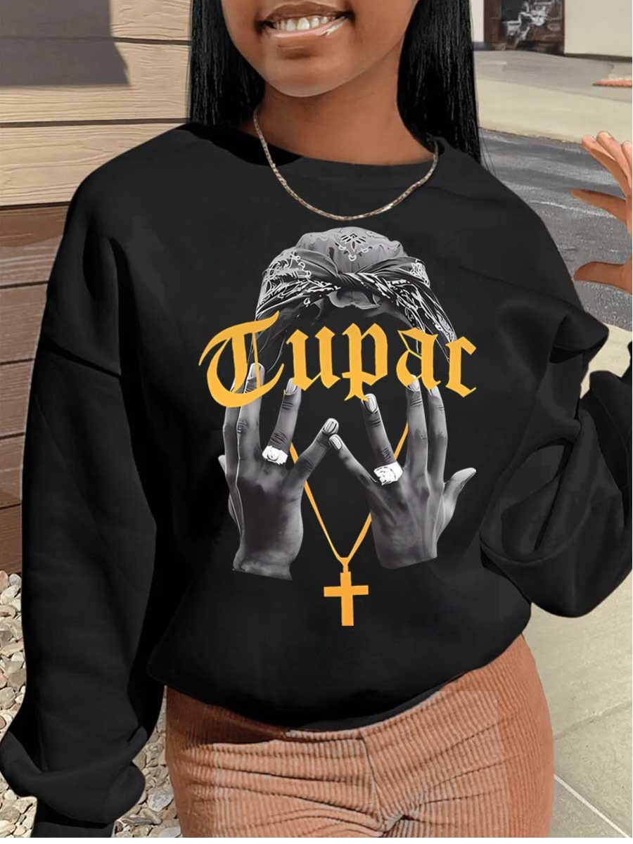 LW Dropped Shoulder Figure Letter Print Sweatshirt