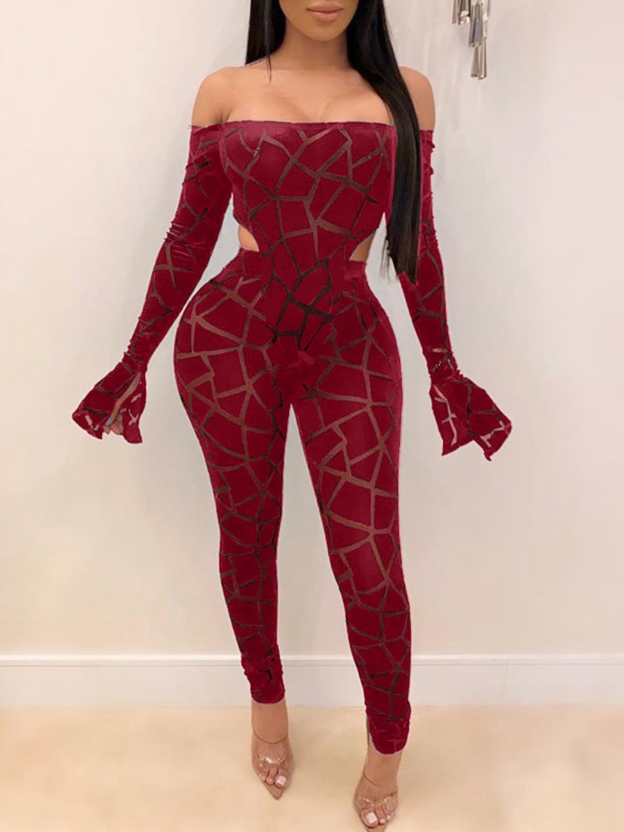 LW SXY Off The Shoulder See Through Flared Pants Set