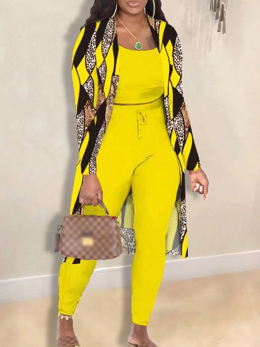 LW Cami Leopard Print Drawstring Three Piece Pants Set