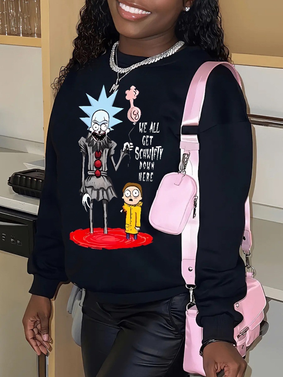 LW Plus Size Cartoon Letter Print Sweatshirt