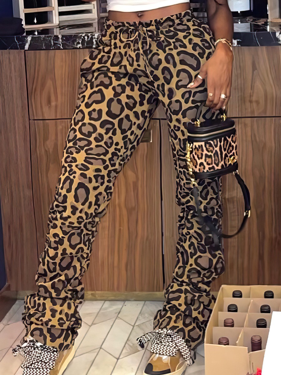 LW SXY Leopard Print Drawstring Pants