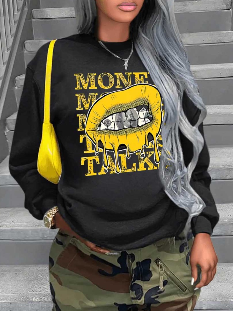 LW Lip Letter Print Sweatshirt