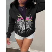 LW Spider Web Letter Print Jacket