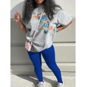 LW Round Neck Buterfly Print Pants Set