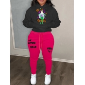 LW Drawstring Mixed Print Two-piece Pants Set