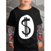 LW COTTON Unisex Kids Round Neck Letter Print Plai