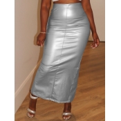 LW Faux Leather Slit High Waist Skirt