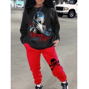 LW Figure Letter Print Pocket Design Pants Set