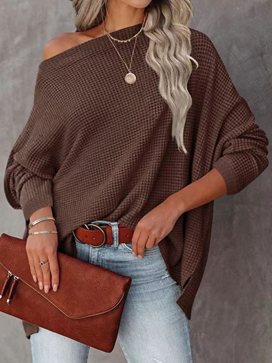 LW BASICS Asymmetrical Solid Color Sweater