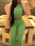 LW SXY Crop Top Pierced Skinny Pants Set
