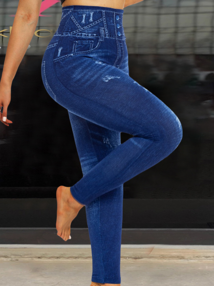 LovelyWholesale Plus Size High Waist Skinny Stretchy Pants Spring|Fall Casual Pattern  3X Spring Summer 2024