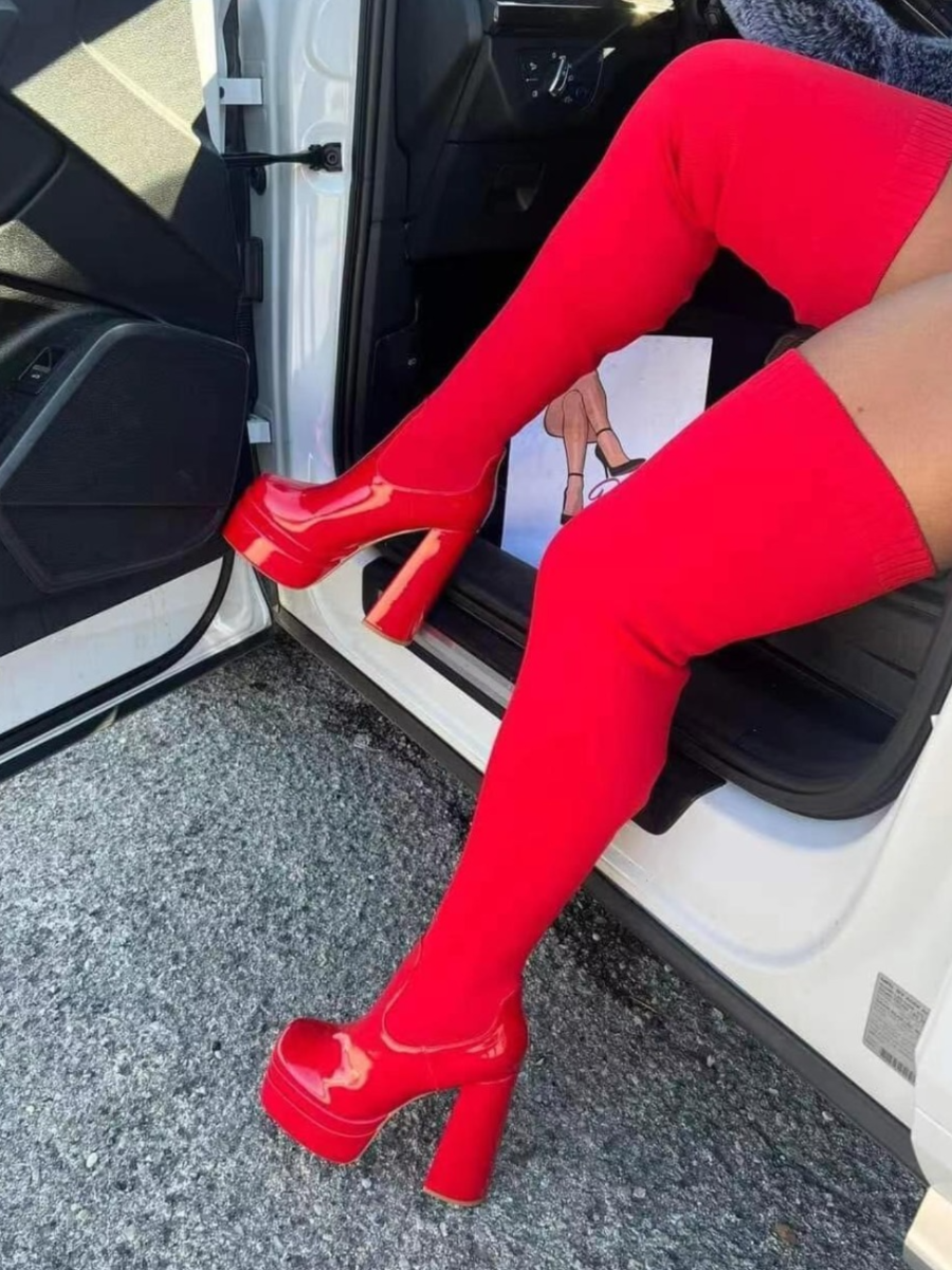 LW Round Neck Thigh High Boots
