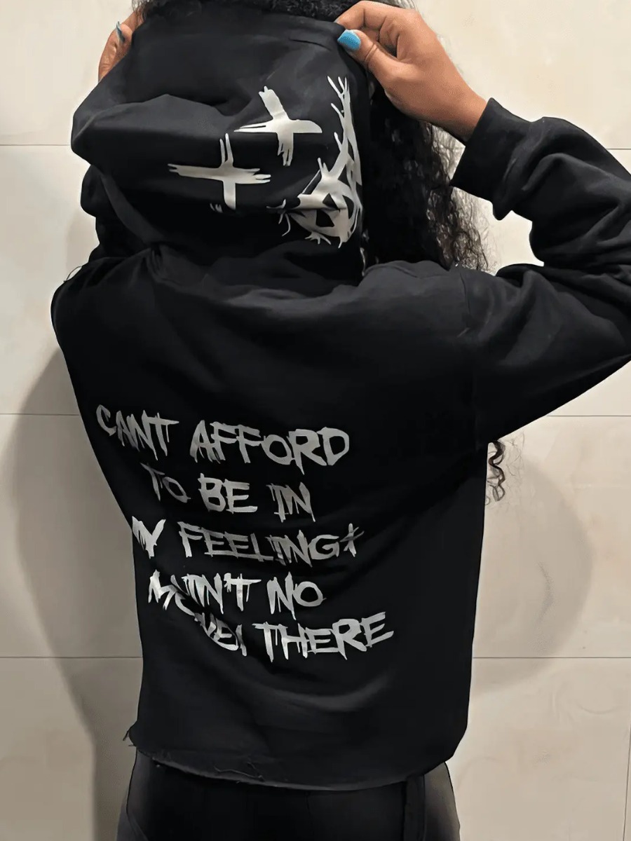 LW Letter Print Kangaroo Pocket Hoodie